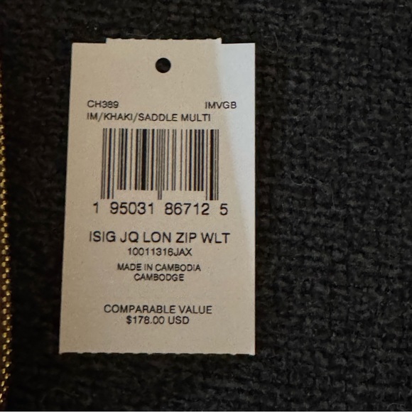 NEW NWT Coach Signature Small Zip Around Jacquard Wallet - Khaki/Saddle CH389 - Picture 4 of 4